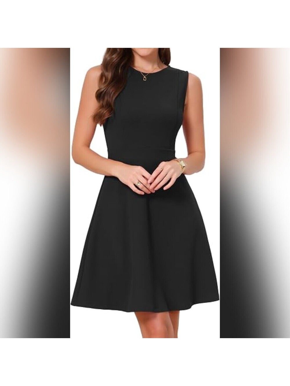 NWT Allegra K Sleeveles Crew Neck A Line Casual, Work, Cocktail Dress, Black, XS